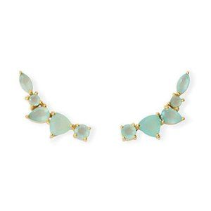 LEAH ALEXANDRA WING EAR CLIMBERS EARRINGS W/ GREEN